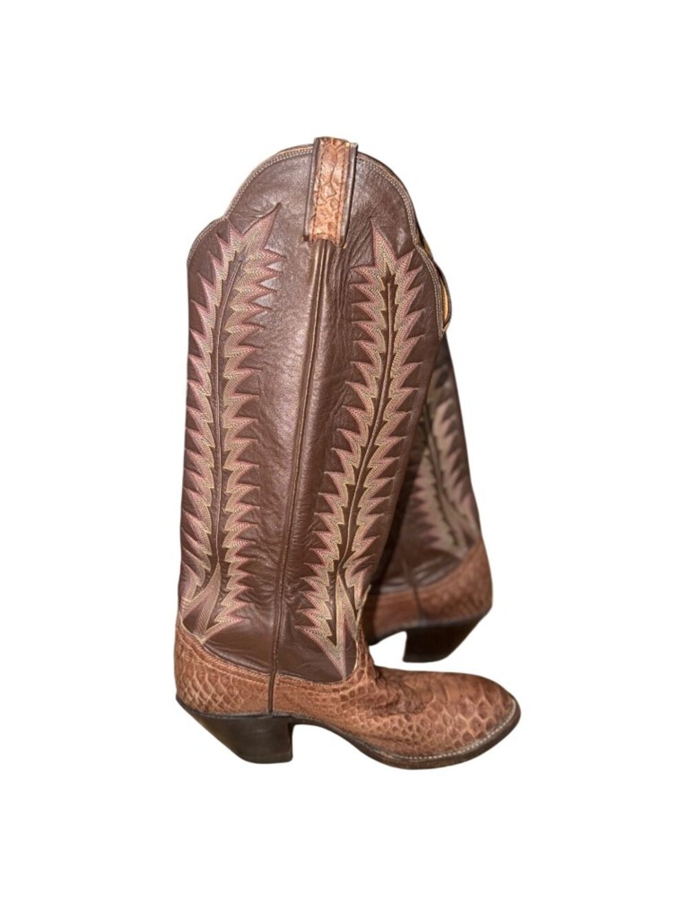 Vintage Tony Lama Brown Python Leather Cowboy Western Boots Style 4840 women 6.5 - Picture 9 of 13